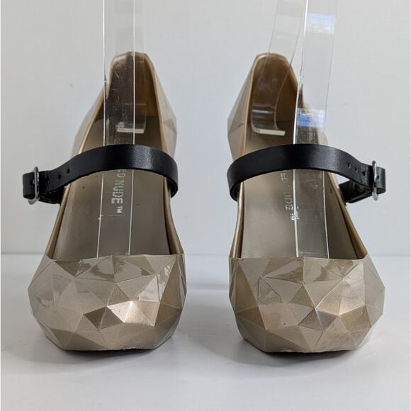 United Nude Shoes Lo Res Pump Womens EU 37 Rose Glitter Black Strap Heels - Picture 3 of 16